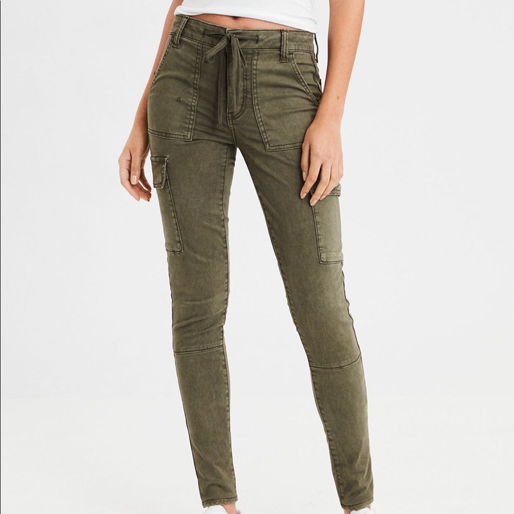 American Eagle Green Cargo Jeggings